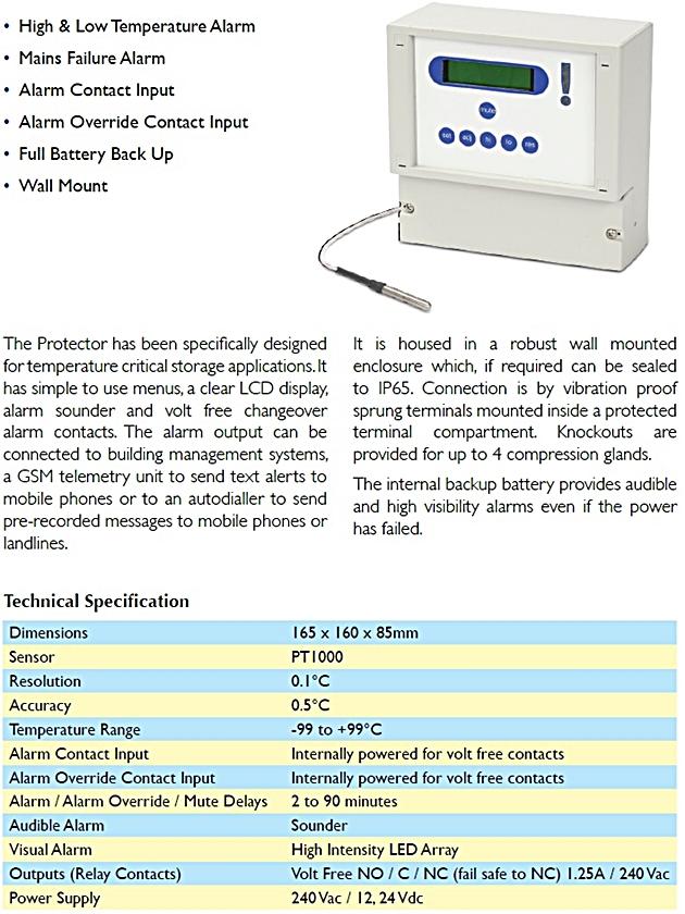 Wall mount cold room alarm